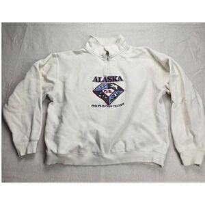 Princess Cruises Alaska Souvenir Quarter Zip Sweatshirt Cream Mens Medium